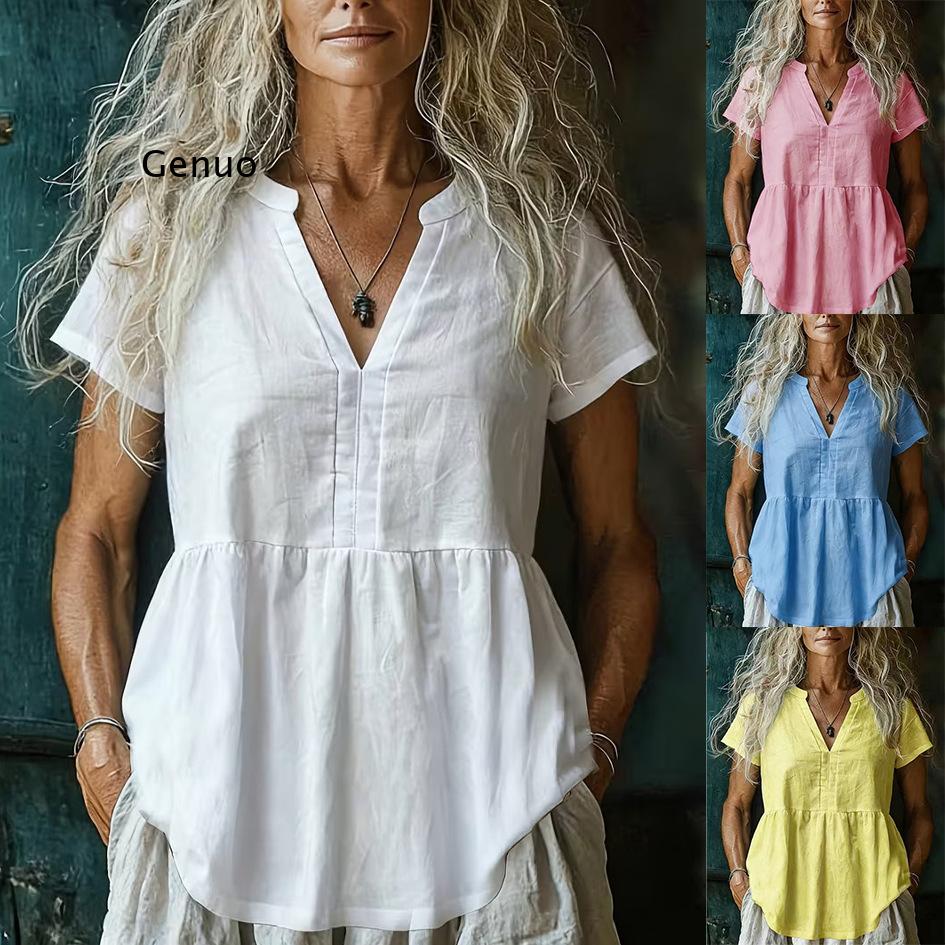 Linen Shirt Summer - 2026 New Womens Linen Blend V