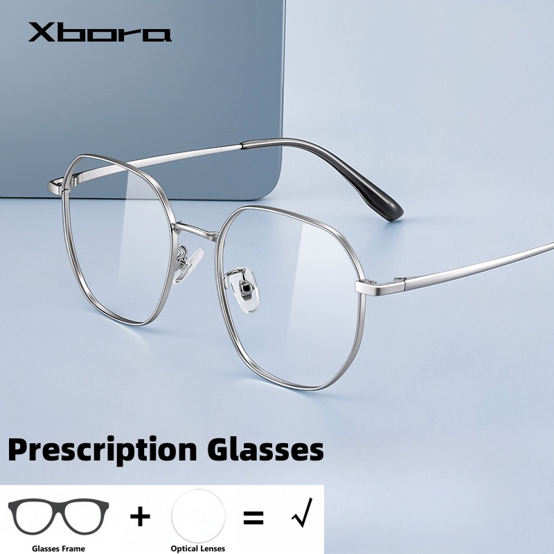 Mens Fashion Reading Glasses - Xbora Fashion Polygon Progressive Prescription Glasses