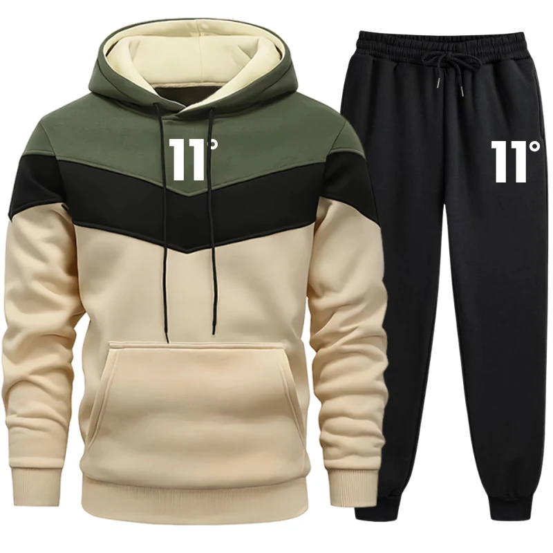 Streetwear Hoodie - New Men's Tracksuit Casual Tricolor Splice