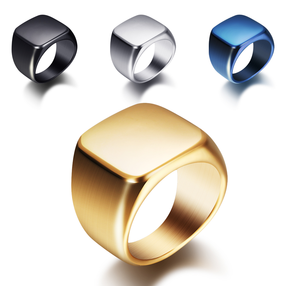 Men'S Fashion For Wedding - Free Engrave New Silver/Gold/Black/Blue Square Big
