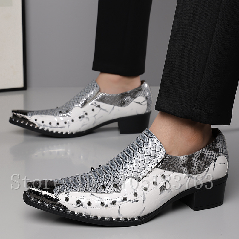 Men'S Fashion For Wedding - Men Snake Skin Print Pointed Toe