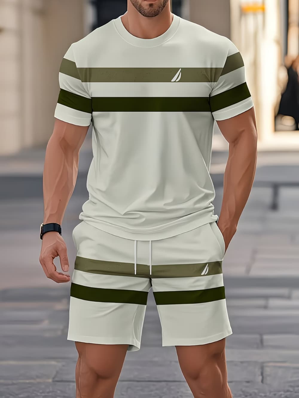Mens Fashion Trend - Men's Summer Sets Funny 3D Stripe
