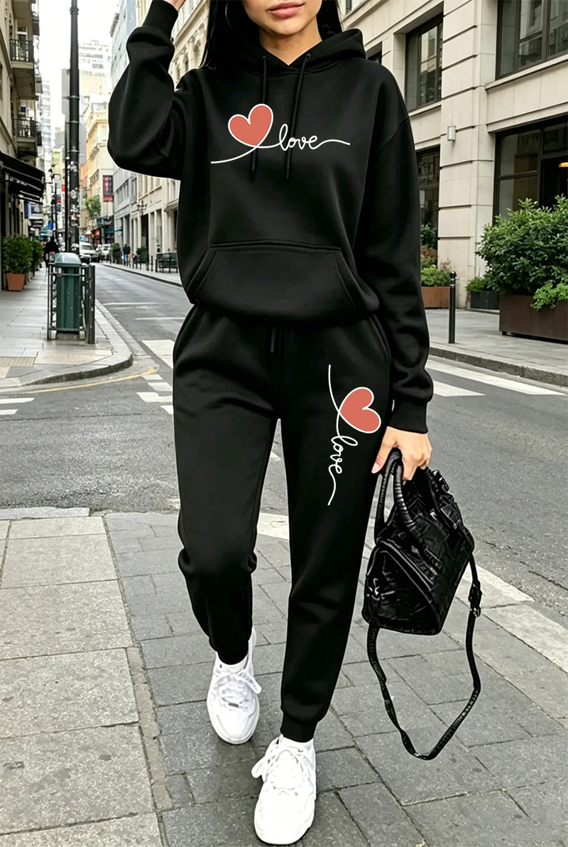 Streetwear Hoodie - Womens Tracksuit Print Casual Long Sleeves