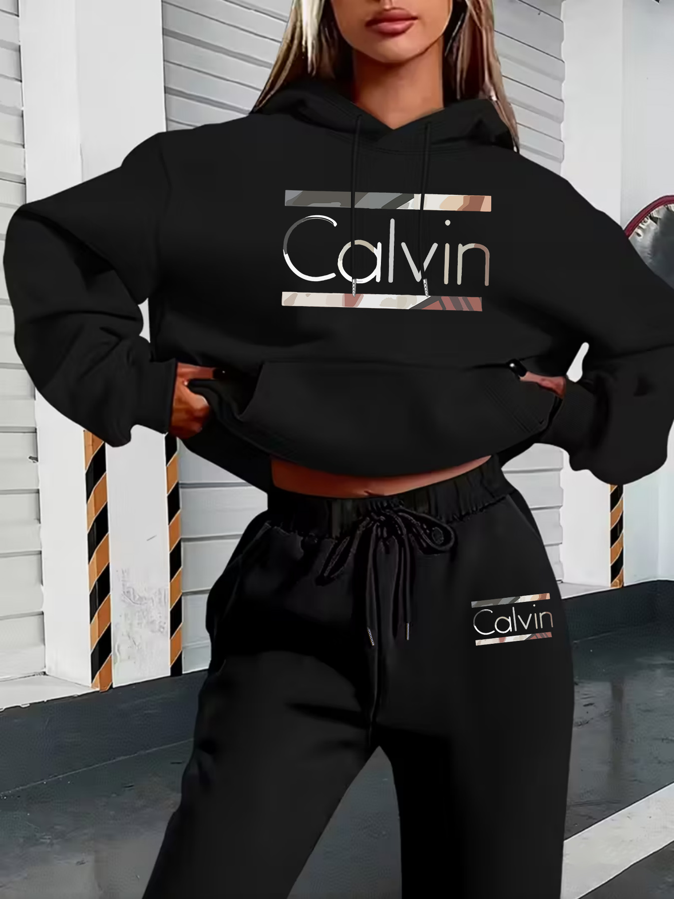 Streetwear Hoodie - Women 2 Piece Tracksuit Stylized Letter