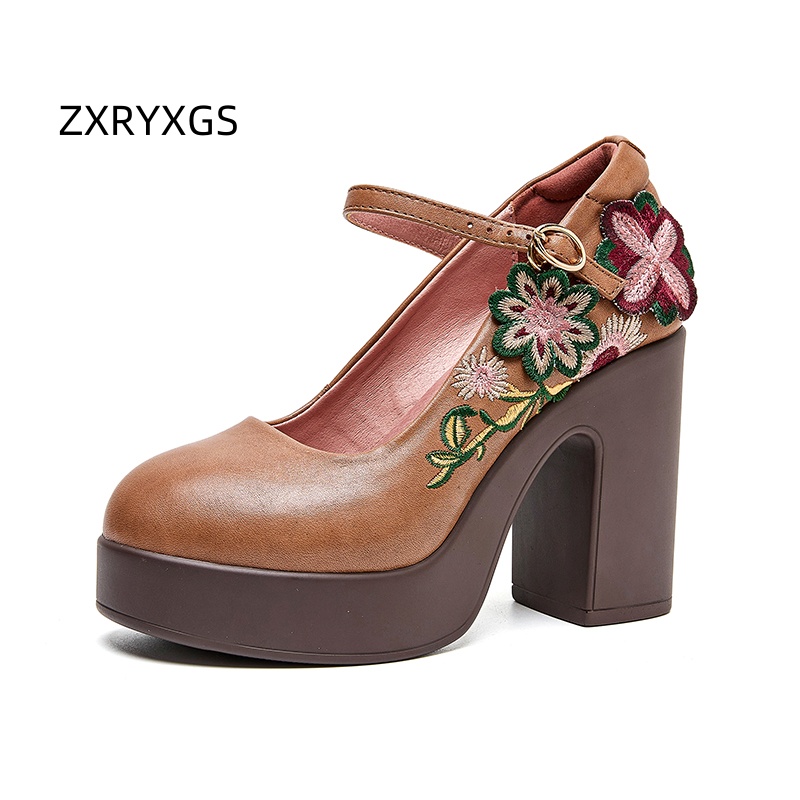 Men'S Fashion For Wedding - ZXRYXGS Top Layer Cowhide Embroidered Flowers