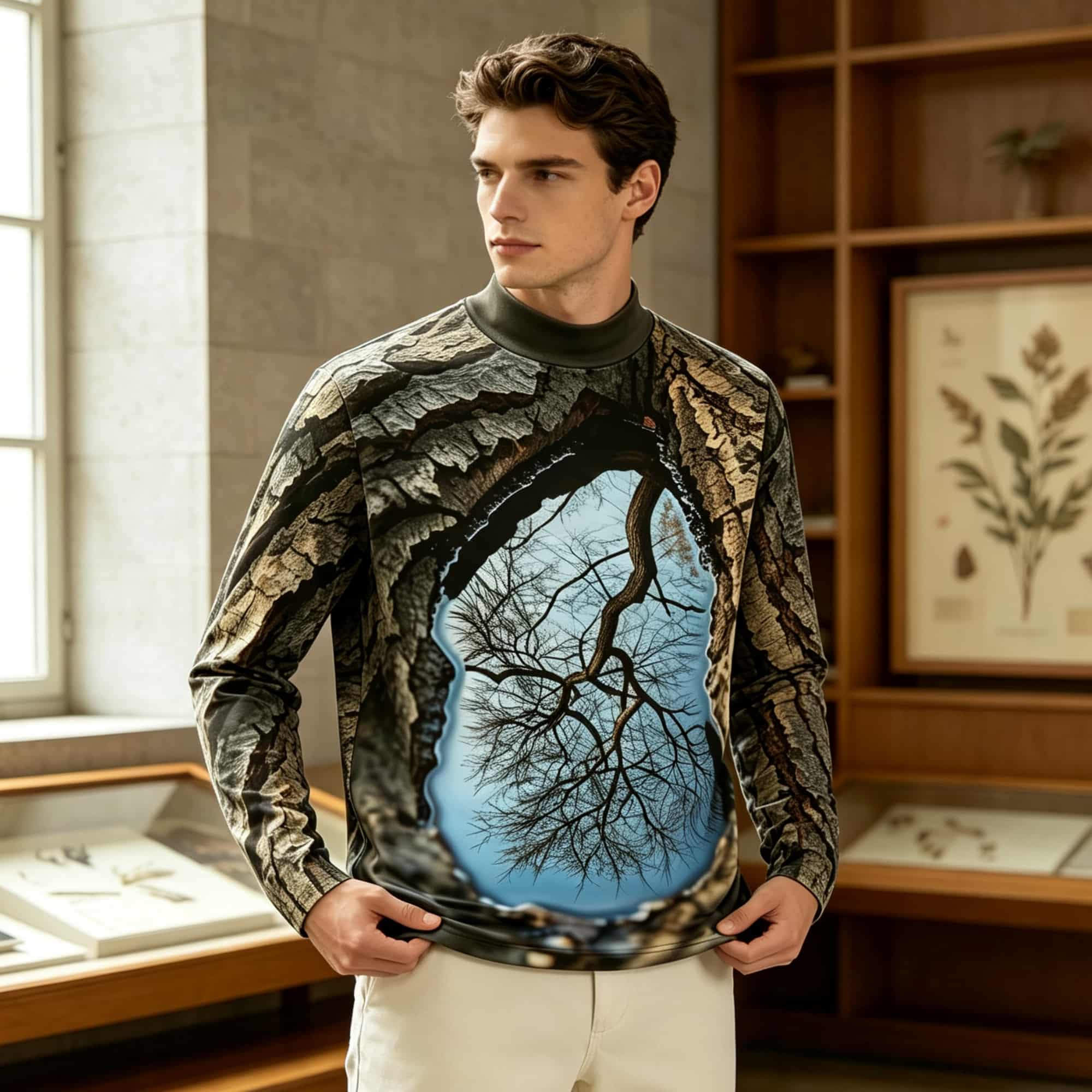 Forest‑Inspired Mock Neck Long - đánh giá và giá Mens Fashion Trend