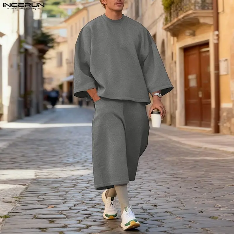 INCERUN Men Sets Solid Color B - đánh giá và giá Streetwear Hoodie