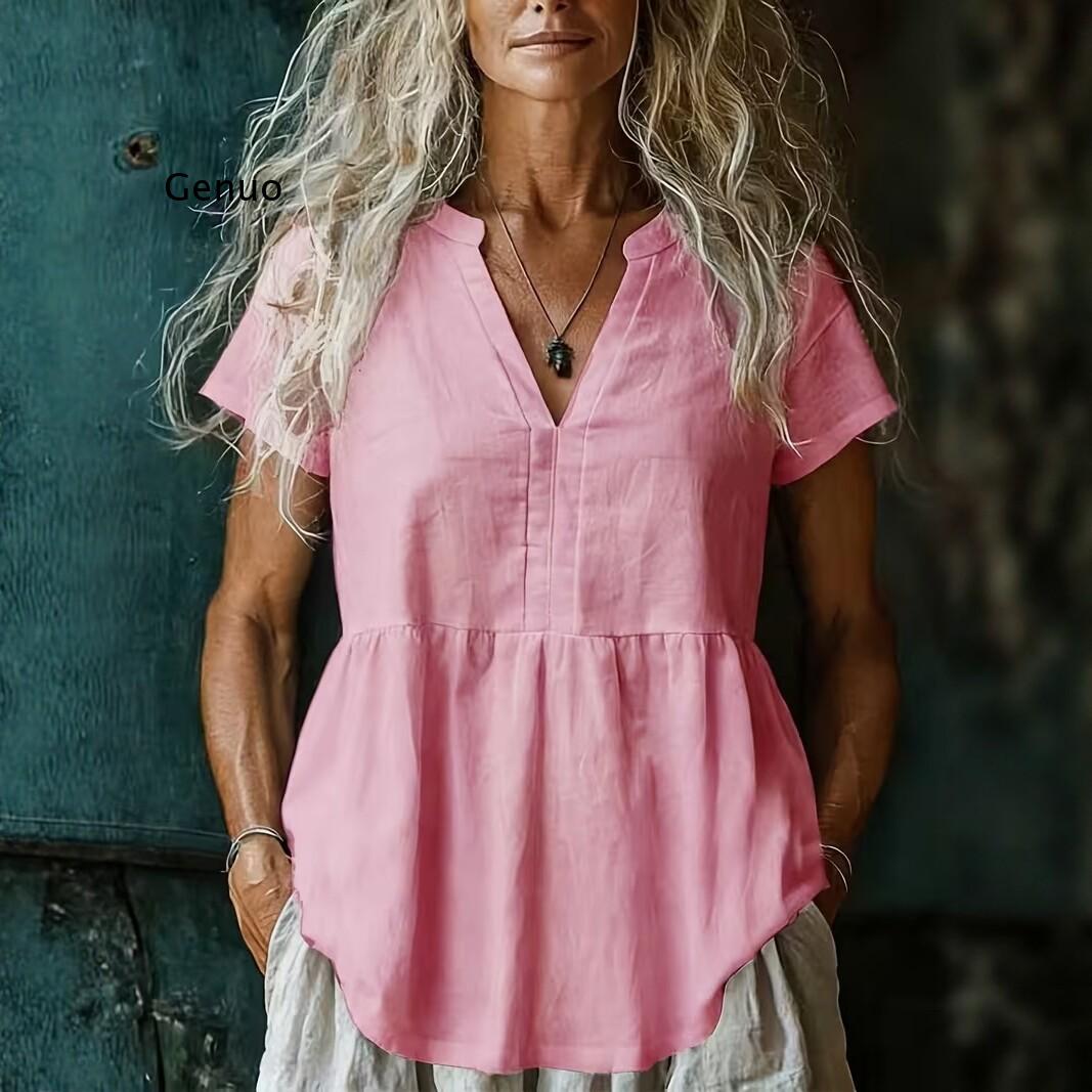 2026 New Womens Linen Blend V  - đánh giá và giá Linen Shirt Summer