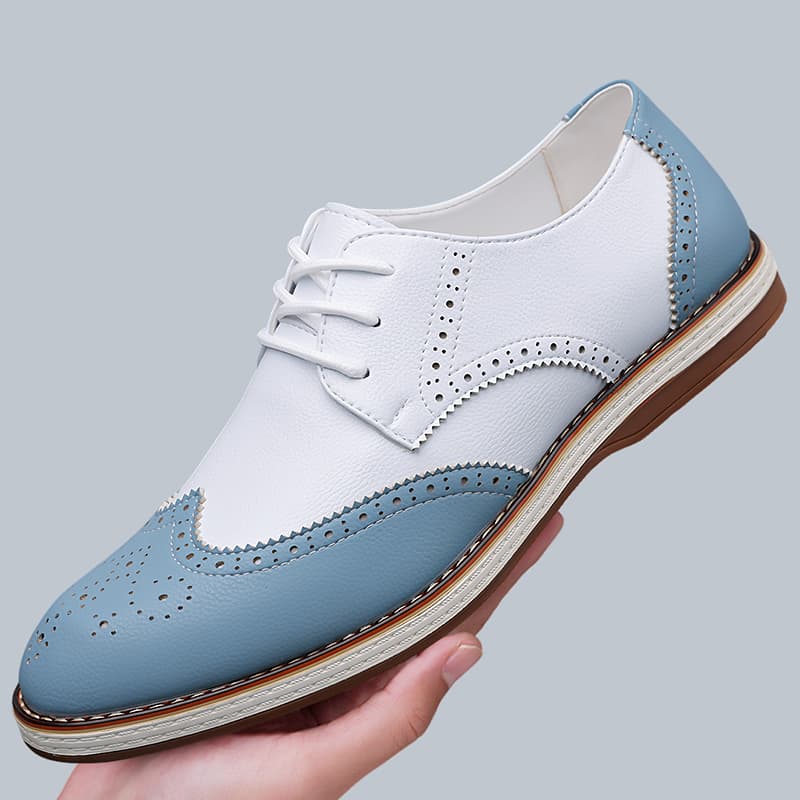 Mens White Blue Two Tone Brogu - đánh giá và giá Oxford Shoes Brogue