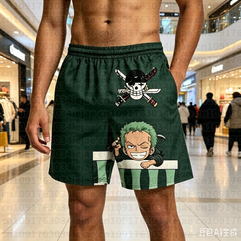 One Piece 3D Print Shorts Shan - đánh giá và giá Swim Trunk Shorts