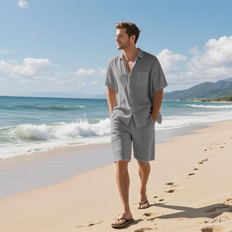 High-End Men's Summer Shorts S - đánh giá và giá Linen Shirt Summer