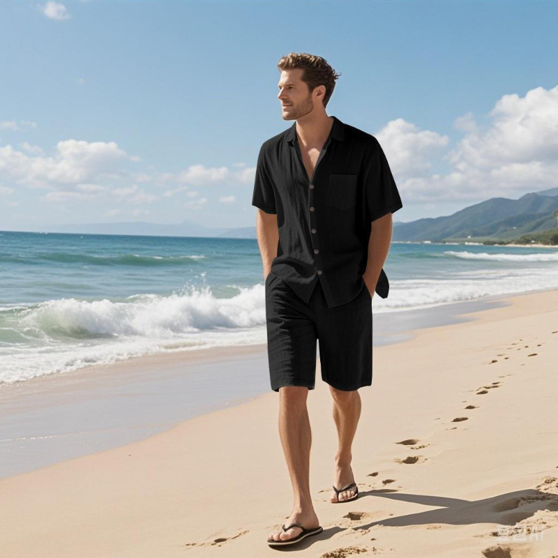 High-End Men's Summer Shorts S - đánh giá và giá Linen Shirt Summer