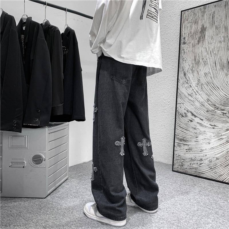 Men Cross Print Jeans Autumn W - đánh giá và giá Men'S Fashion For 60 Year Old