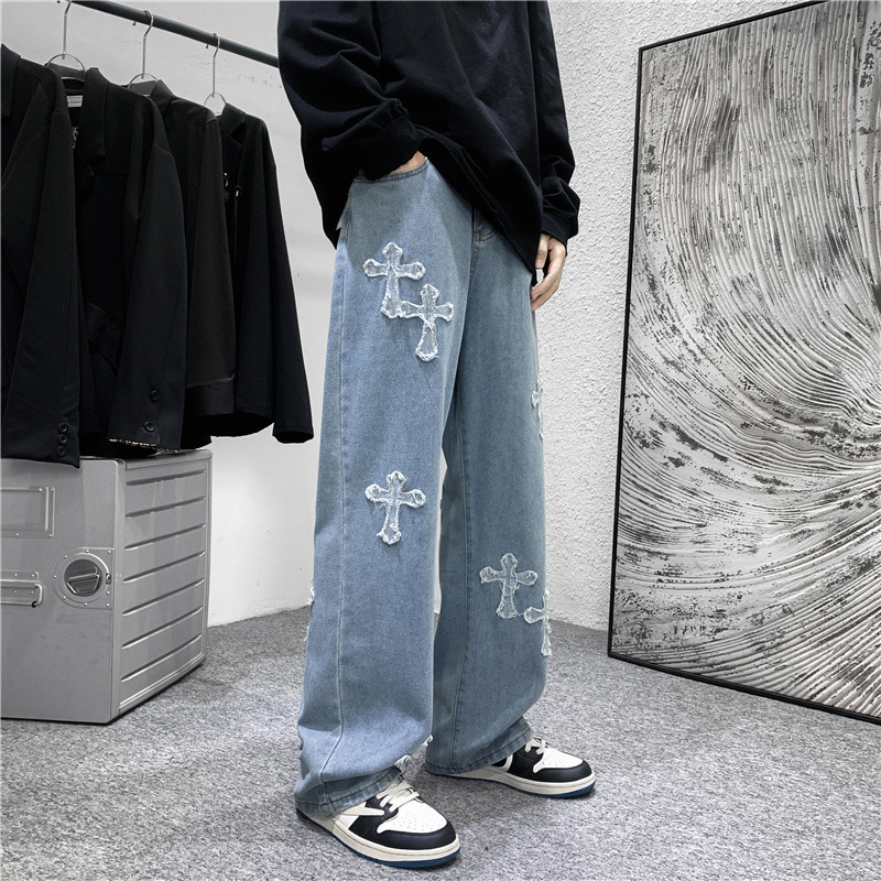 Men Cross Print Jeans Autumn W - đánh giá và giá Men'S Fashion For 60 Year Old
