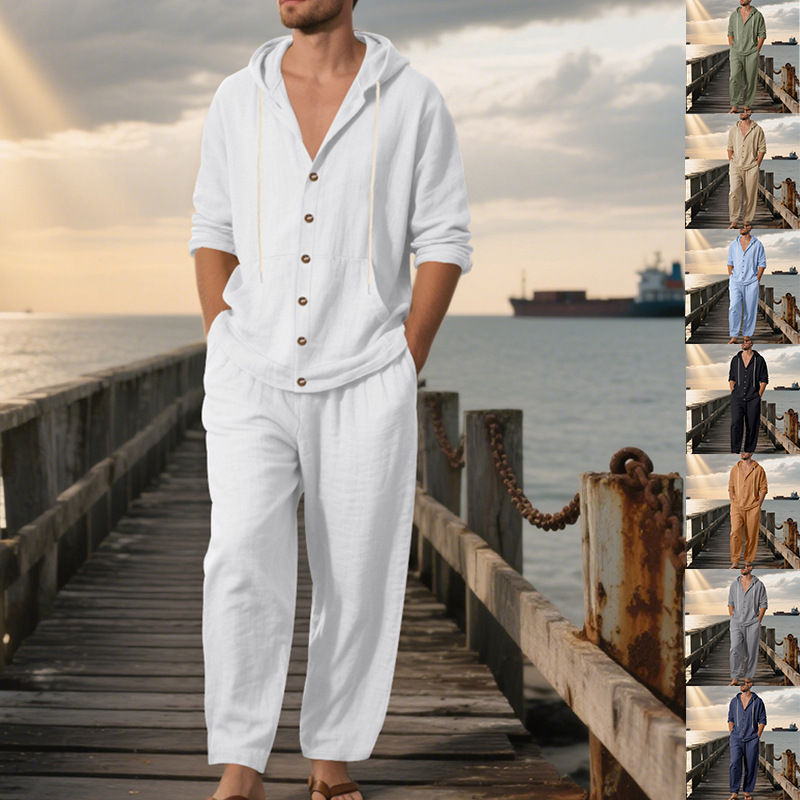 Summer Men's American Loose Li - đánh giá và giá Linen Shirt Summer
